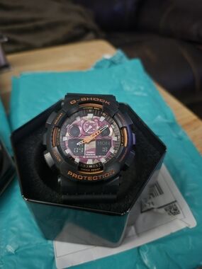 G-SHOCK Black and Purple Flame Face Sport Watch,brand New! Works Perfect.